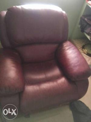 Brown color single seater recliner Leather -