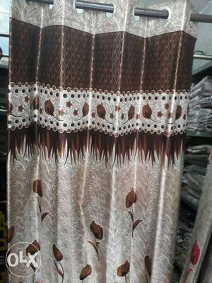 Gray And Brown Floral Grommet Curtain