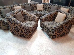 Gray And Brown Floral Sofa Set