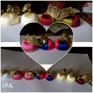 Pink Blue And Green Jhumkas Lot