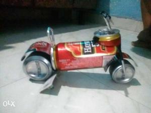 Red And Grey Tin Can Vehicle Miniature