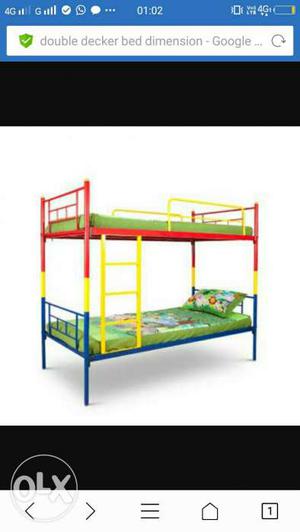Yellow, Red And Blue Metal Bunk Bed