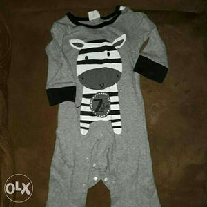 Baby's Grey Zebra Print Footsie