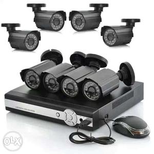 Four Black Security Camera Set