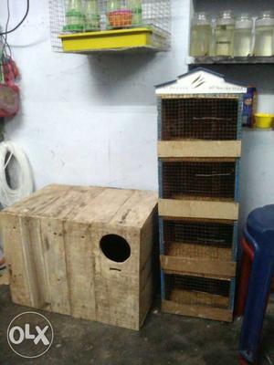 Pets steel cages & wooden breading box