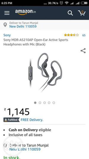 Sony MDR-AS210AP Open-Ear Active Sports Headphones With Mic