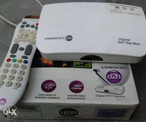 White Videocon D2H Digital Set Top Box all accessories
