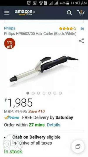 Black And White Philips Hair Curler