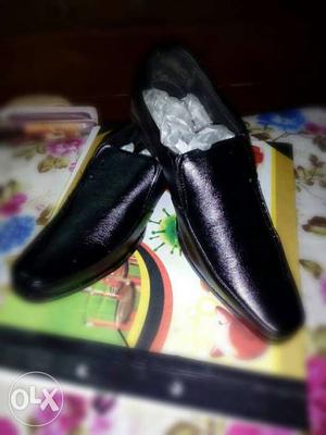 Black Leather Slip-on Dress Shoes