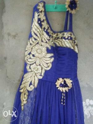 Blue And Brown Floral Traditional Dress