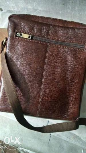Brown And Gray Leather Crossbody Bag