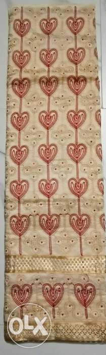 Brown, And Red Hearts Print Textile