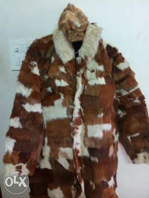 Brown And White Fur Coat