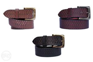 Brown, Red And Black Leather Belts