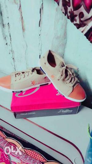 Brown-and-orange Low Top Sneakers On Box