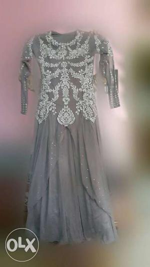 Embrodaried and diamond long dress