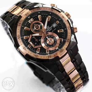 Gold And Black Edifice Casio Chronograph Watch