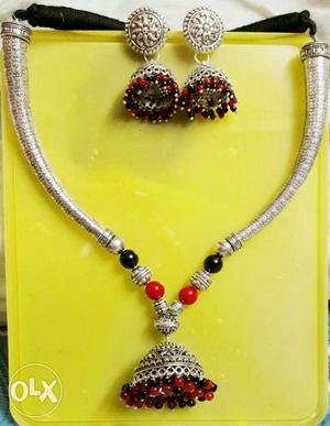 Gold Necklace And Jhumkas
