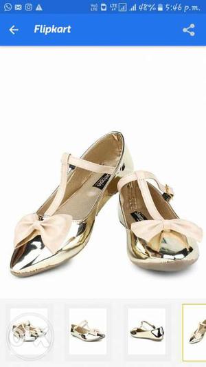 Gold-color Pointed Toe Flats