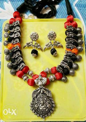 Gray, Black, And Red 2-layer Necklace