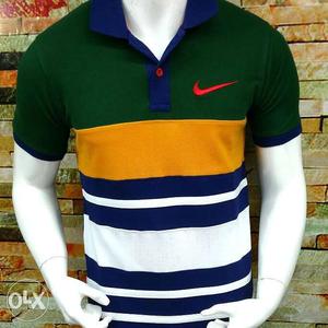 Green,orange And White Nike Polo Shirt