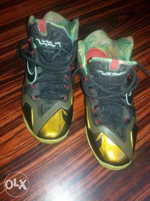 Green-yellow-black Lebron James Nike Basketball Shoes