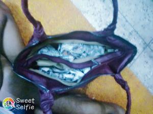 Mehroom colour handbag with 2 big pockets and 2