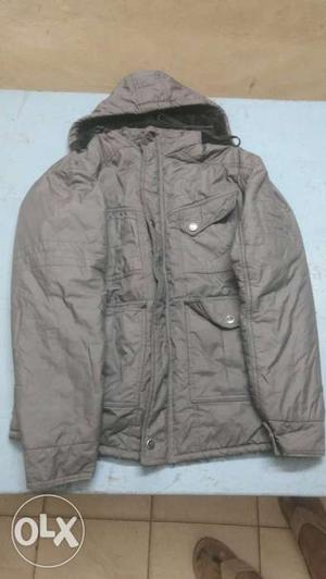 Men's Brown Full Zipped Hooded Jacket