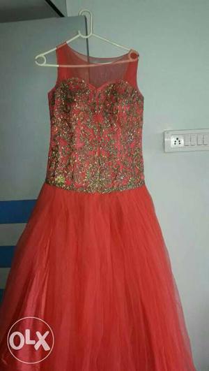 Orange peach shade wedding gown for sale at rs