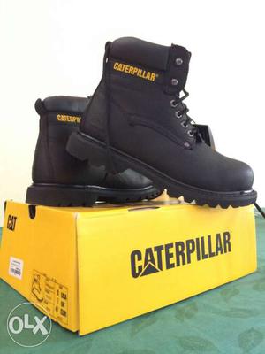 Pair Of Black Caterpillar Work Boots With Box