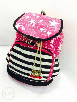 Pink, White, And Black Backpack