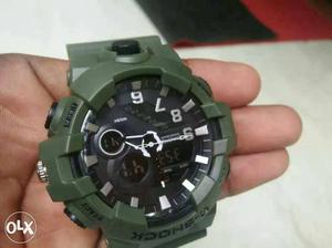 Round Green And Black Casio G-Shock Digital Watch