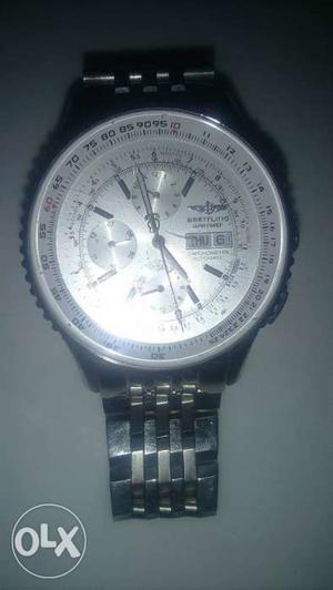 Round Silver Chronograph Watch