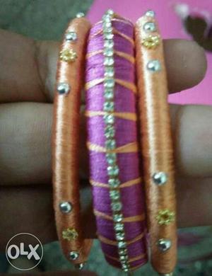 Silk thread bangles of 6