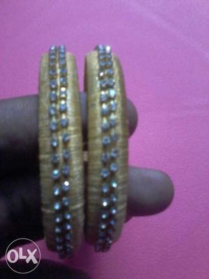 Two Brown Beaded Bangles