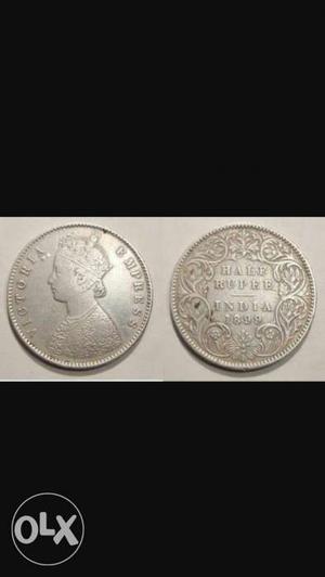 Two Round Silver Indian Coins