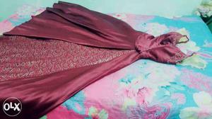 URGENT: DARK Red And Golden Satin Long Gown