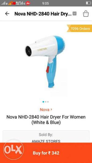 White And Blue Nova NHD- Hair Dryer For Women