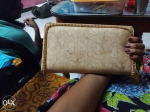 White And Gold Wristlet