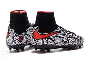 White-and-black Nike Cleats