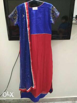 Women's Blue And Red Traditional Dress