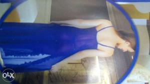 Women's Blue Scoop-neck Spaghetti Strap Dress