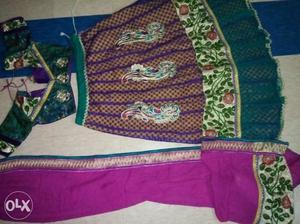 Women's Green And And Purple Dress