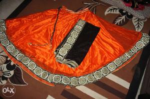 Women's Orange And Brown lahnga