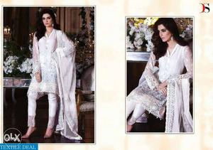 Women's White And Gray Sari Dress