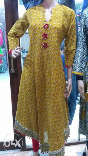 Women's Yellow Sleeved Dress