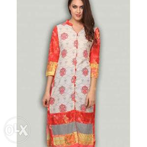 Atulya cotton multicolor long kurta.Available in