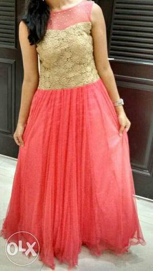Beautiful pink coloured (net) evening gown..can