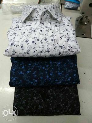 Black Blue And Black Floral Polo Shirt