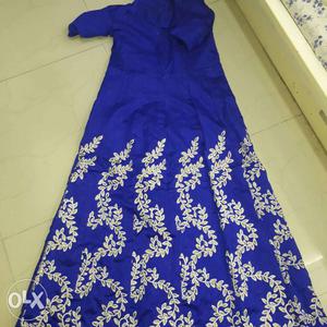 Blue And Beige Floral Dress